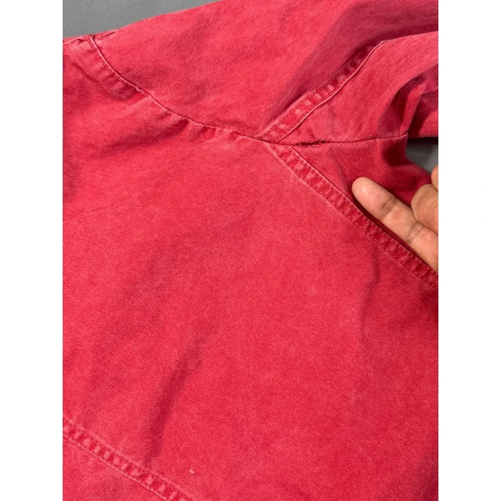 Michael Michael Kors Red Frayed Trim Denim Jacket XS Womens Collarless Utility